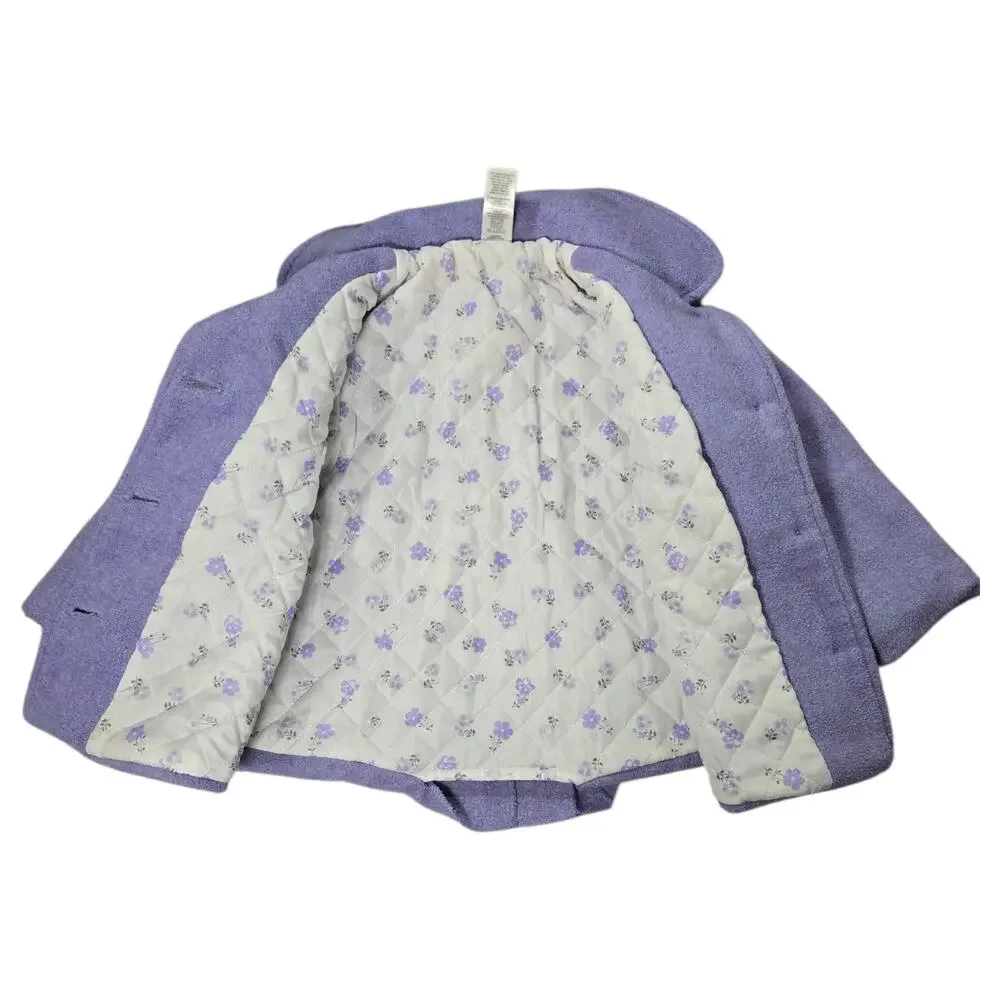 Little Me Toddler 2T Pair Coats Red Quilted Sherpa Hood Lilac Purple Peacoat Bow